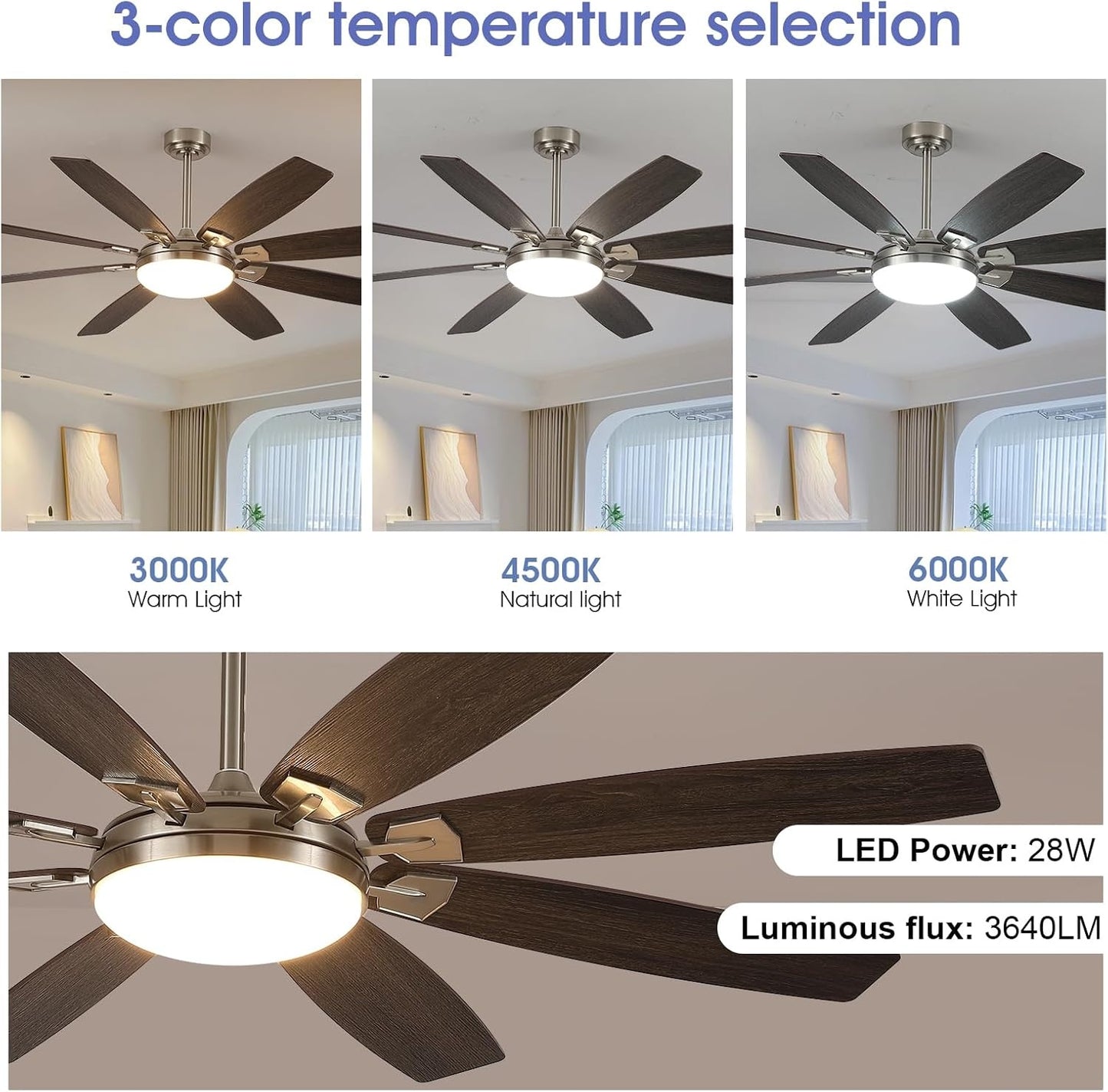 66 Inches Ceiling Fan with Light