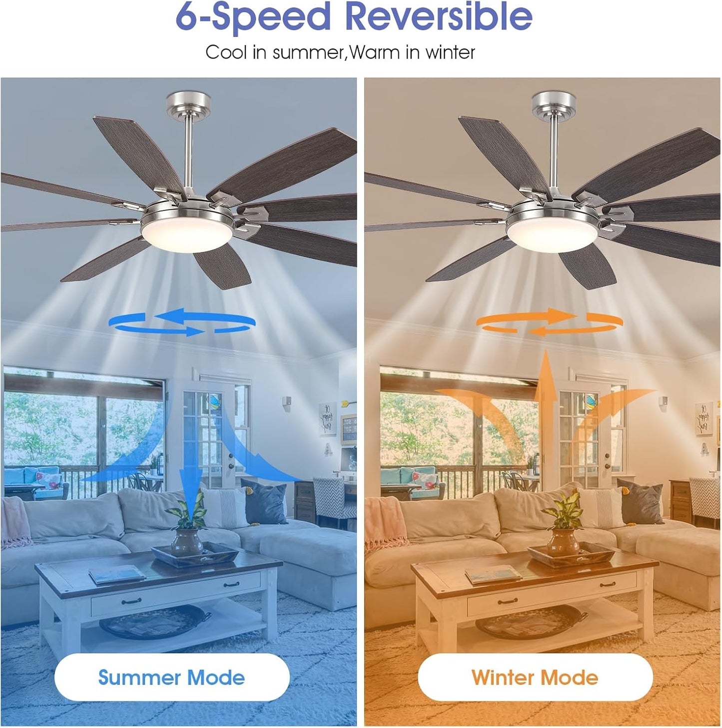 66 Inches Ceiling Fan with Light