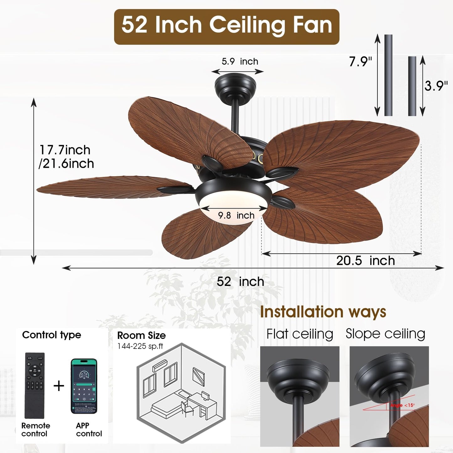 44 and 52 Inch ceiling Fan