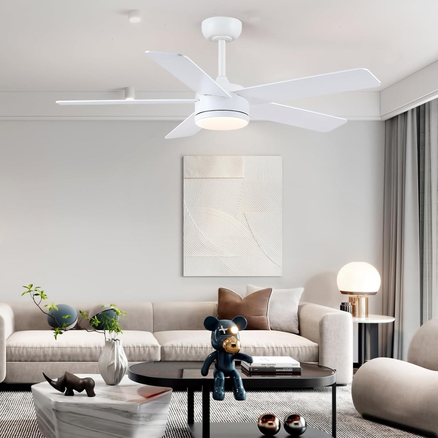 46 inch White ceiling fan with light