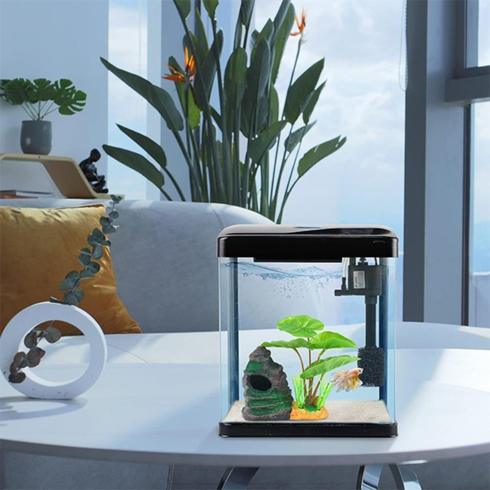 Bellura Pet - 2 Gallon Self - Cleaning Fish Tank - Black