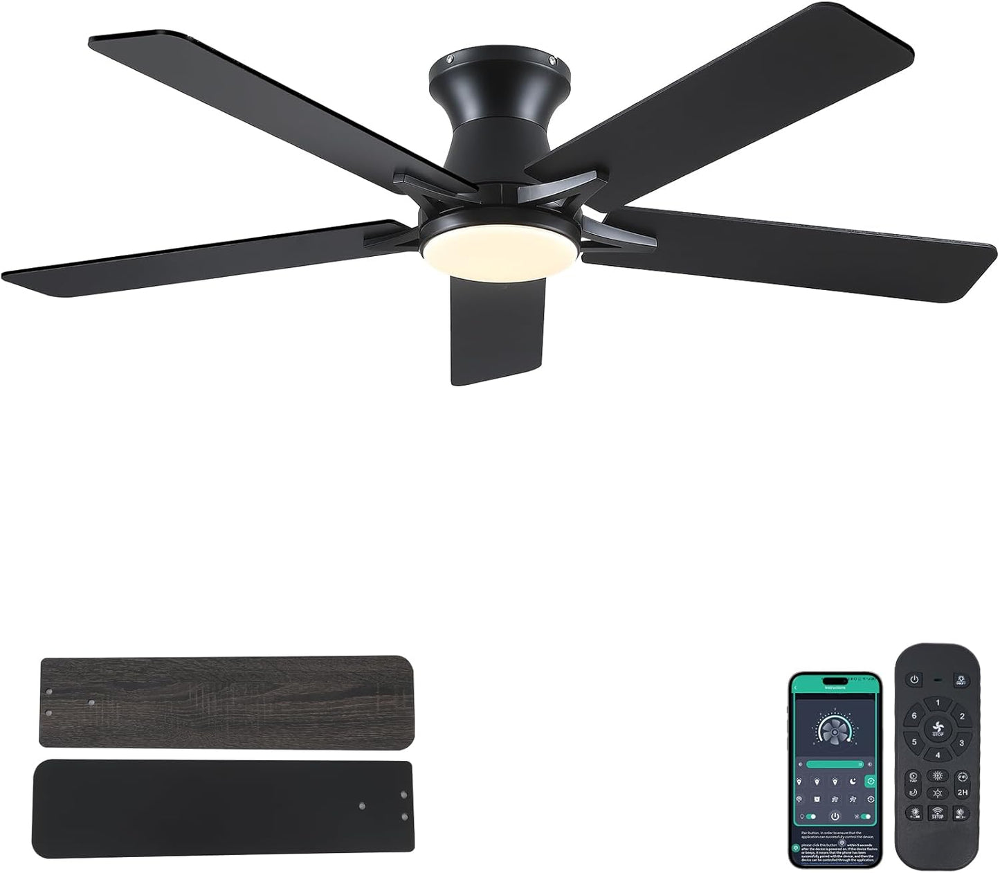 52 Inches Flush Mount Ceiling Fan