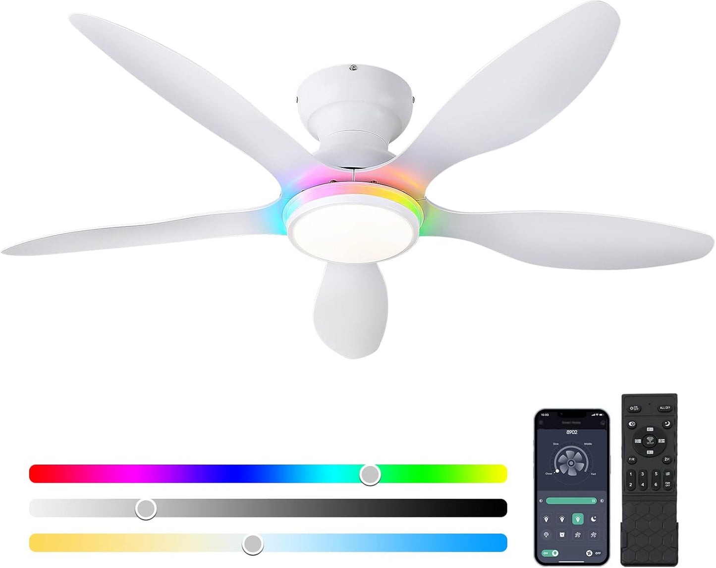 46" Flush Mount Ceiling Fan,Low Profile Ceiling Fan