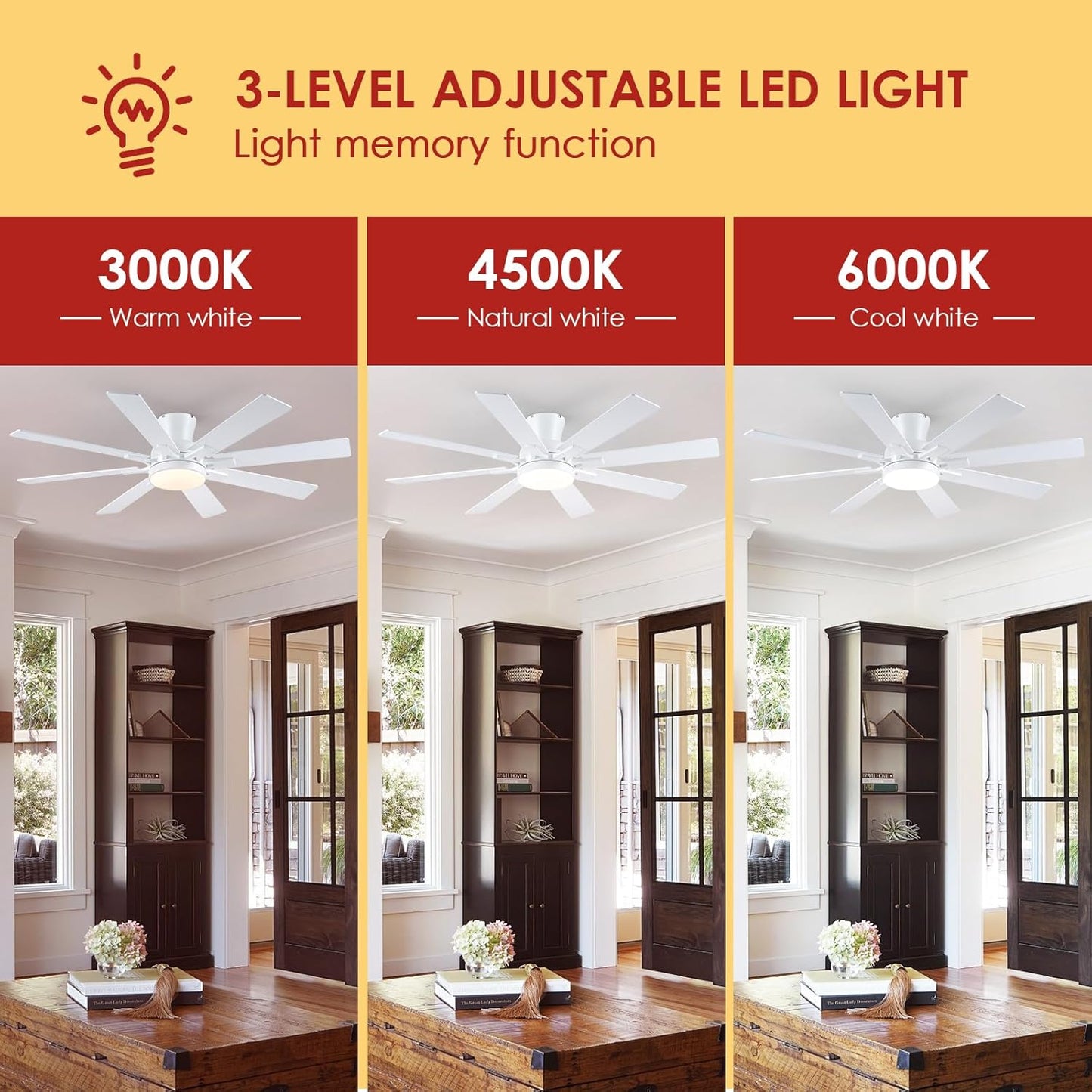 52 Inches Low Profile Ceiling Fan