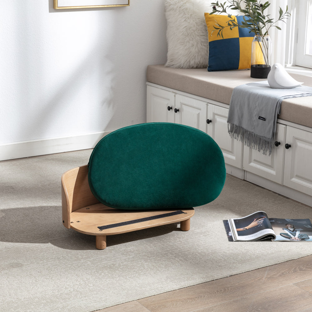 Bellura Pet - Scandinavian style Elevated Dog Bed Pet Sofa With Solid Wood legs and Bent Wood Back, Velvet Cushion, Walnut