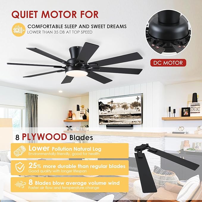 52 Inches Low Profile Ceiling Fan
