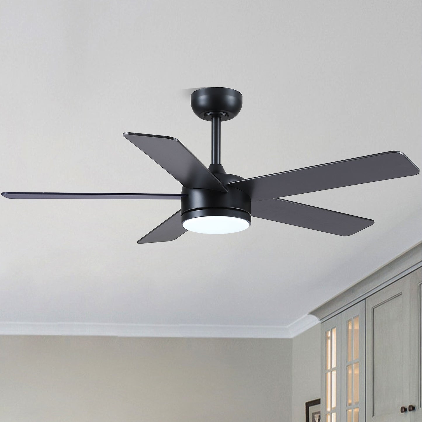 46 Inches Downrod ceiling Fan with Light,Reversible Wind,TImer Setting