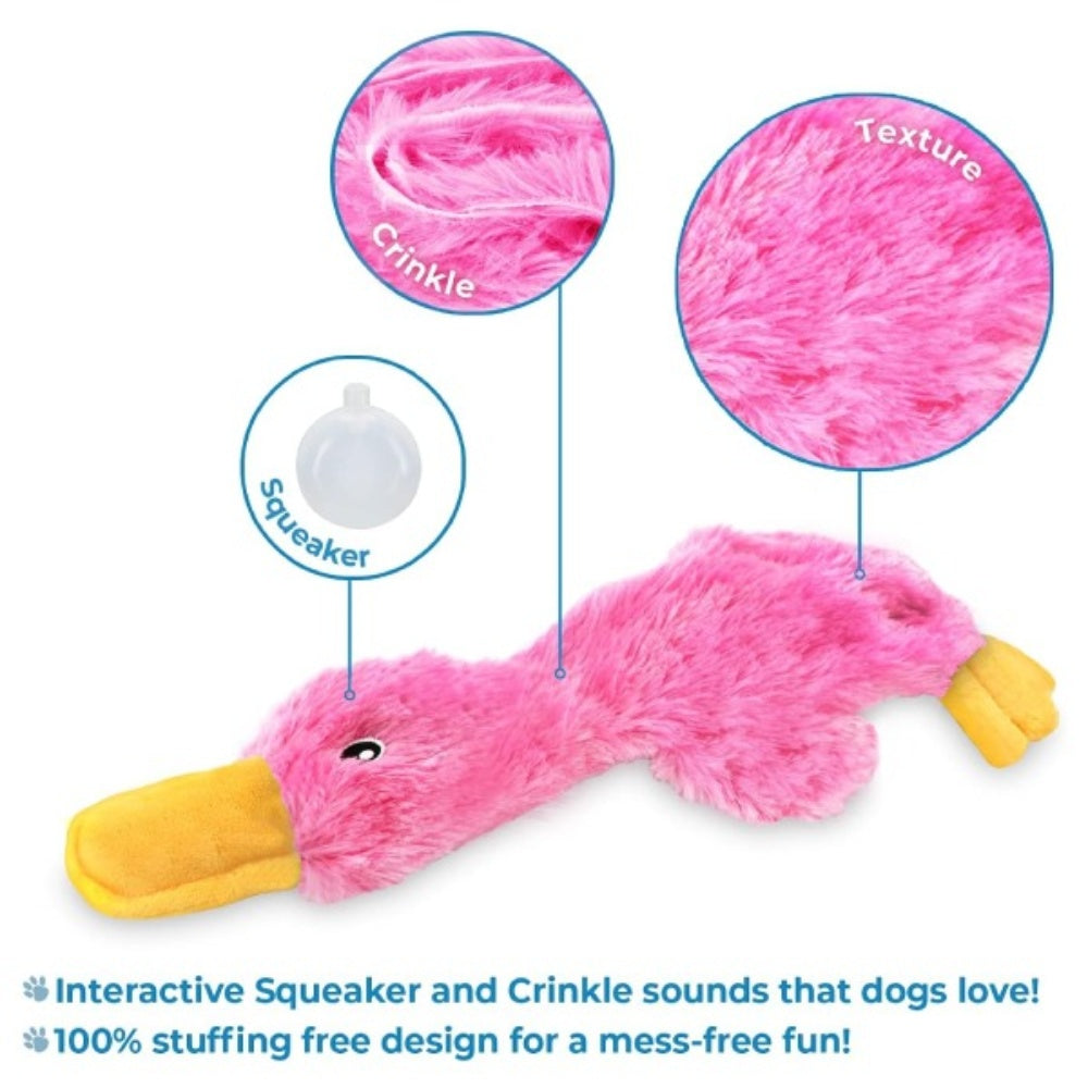 Bellura Pet - Soft Duck Stuffed Toy with Squeaker - Pink