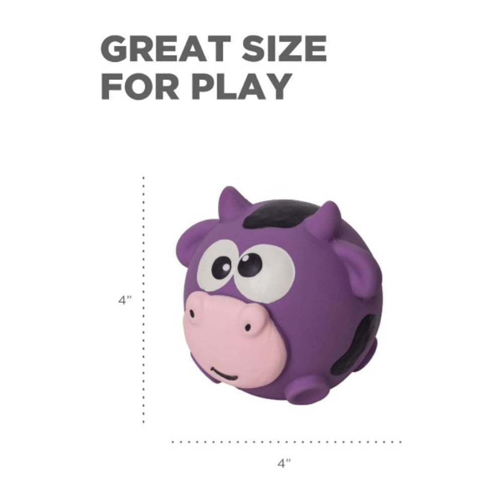 Bellura Pet - Round Cow Rubber Squeaky Ball - Purple