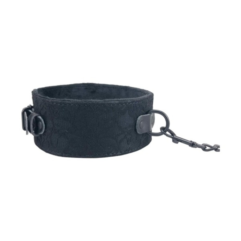 Bellura Pet - Faux Leather Harness with Chain Leash - Black