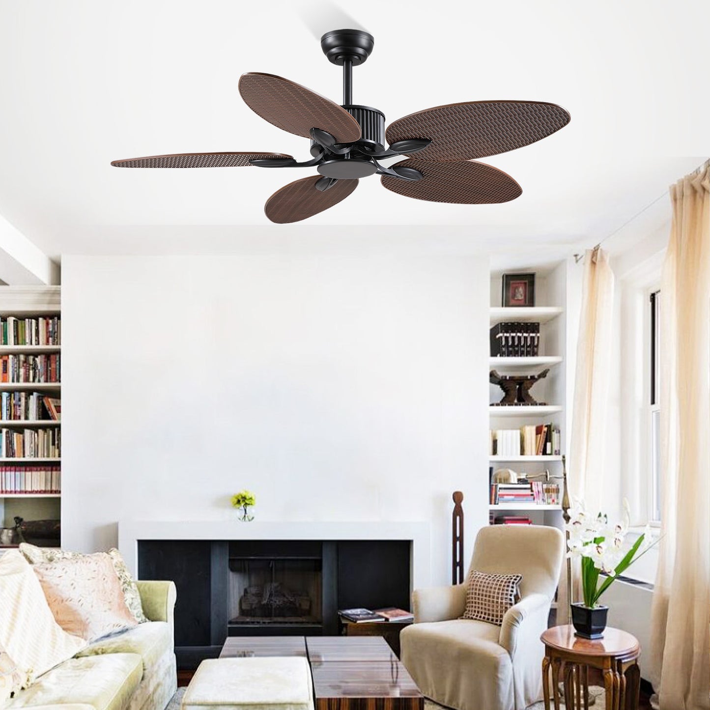 50 Inches Brown Ceiling Fan without Light