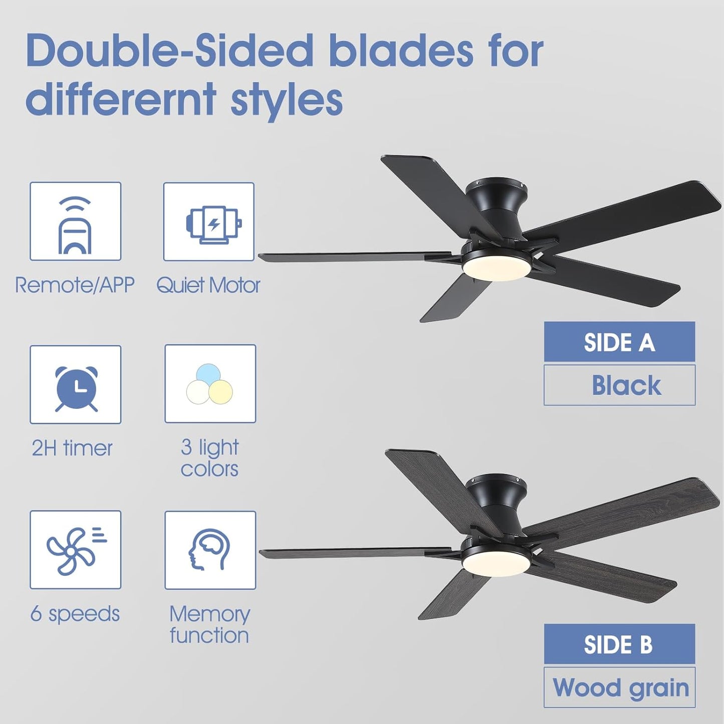 52 Inches Flush Mount Ceiling Fan