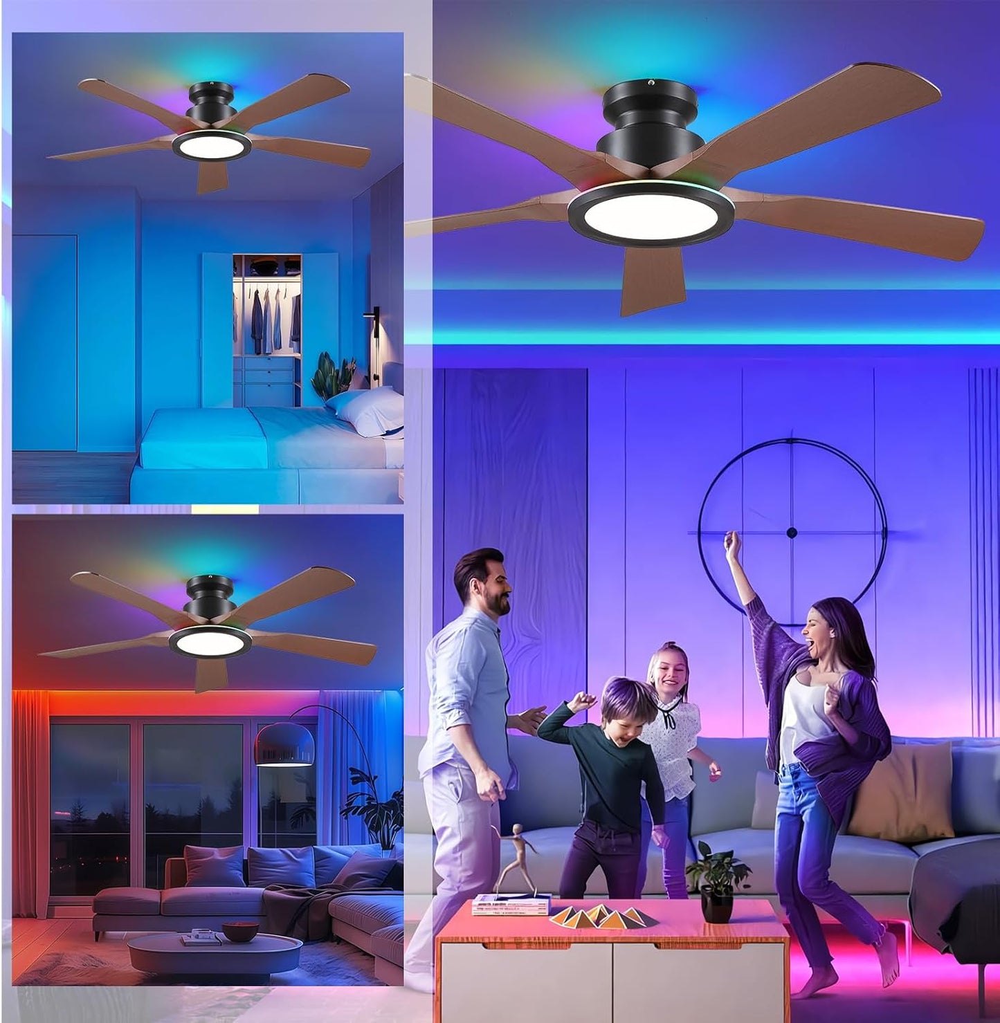 52 Inches Low Profile Ceiling Fan