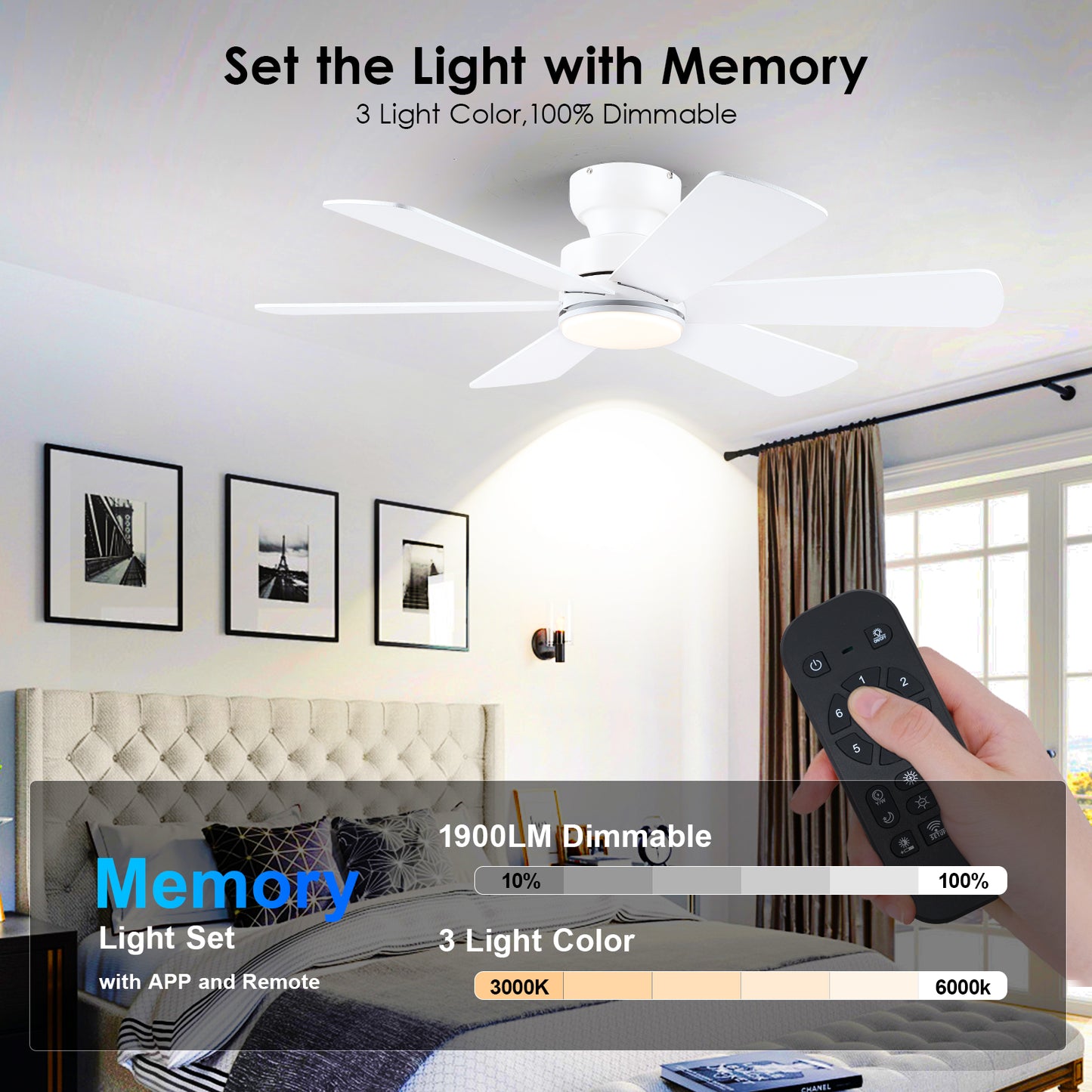 46 Inch Downrod Ceiling Fan with 5 Blades