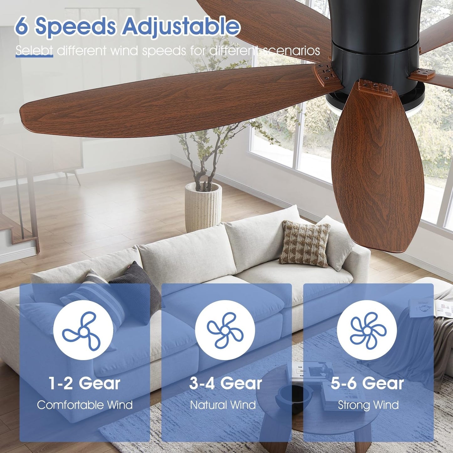 48" Low Profile Ceiling Fan with 5 ABS Blades