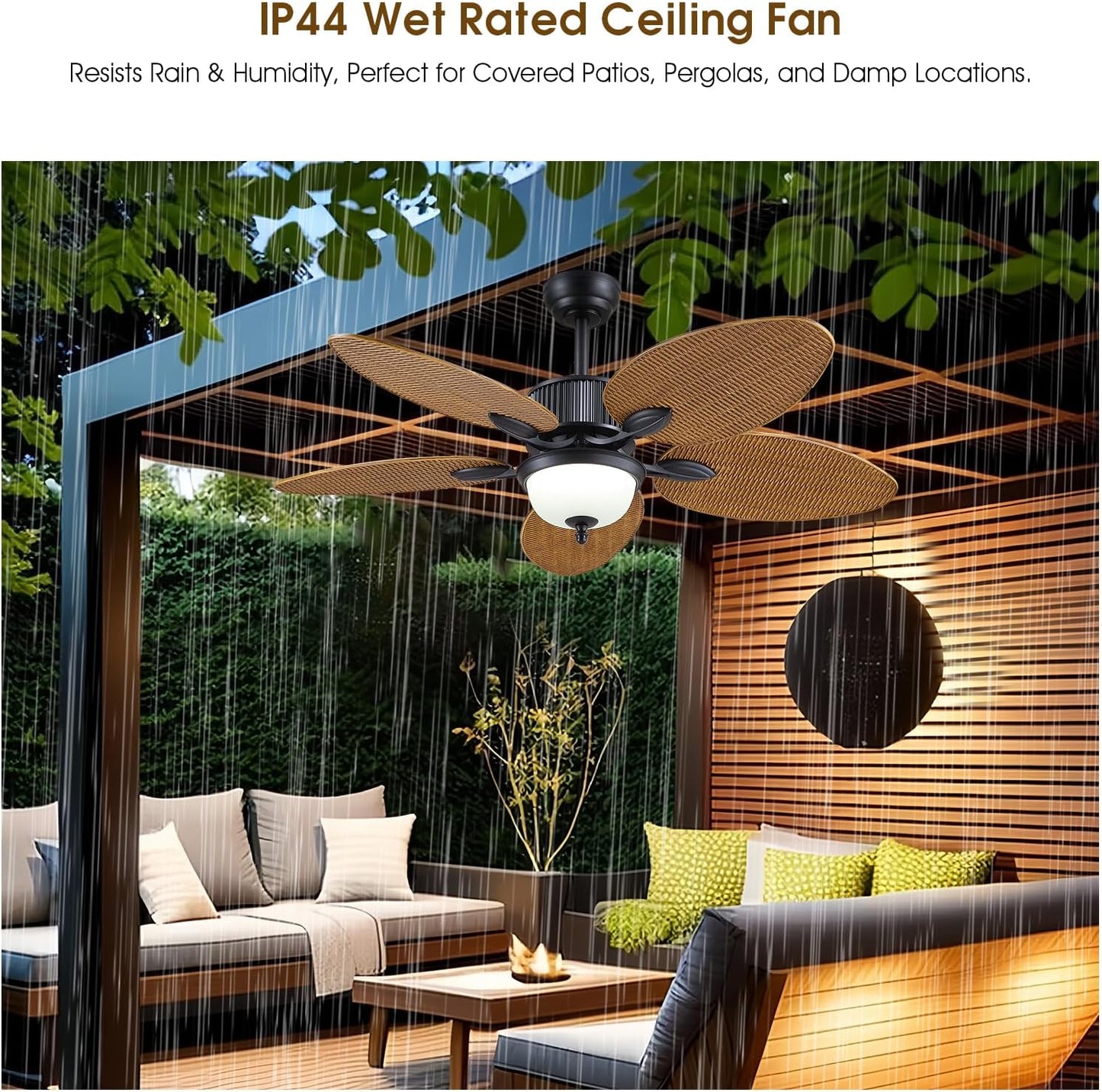 52 Inches Brown Tropical Ceiling Fan