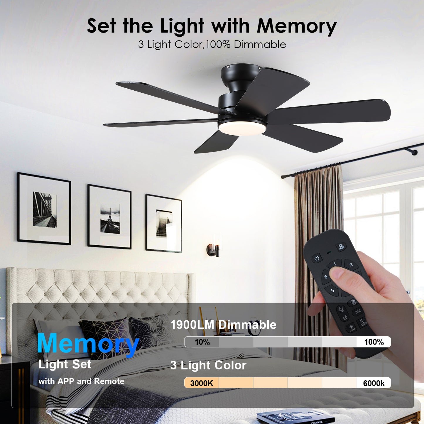 46 Inch Downrod Ceiling Fan with 5 Blades
