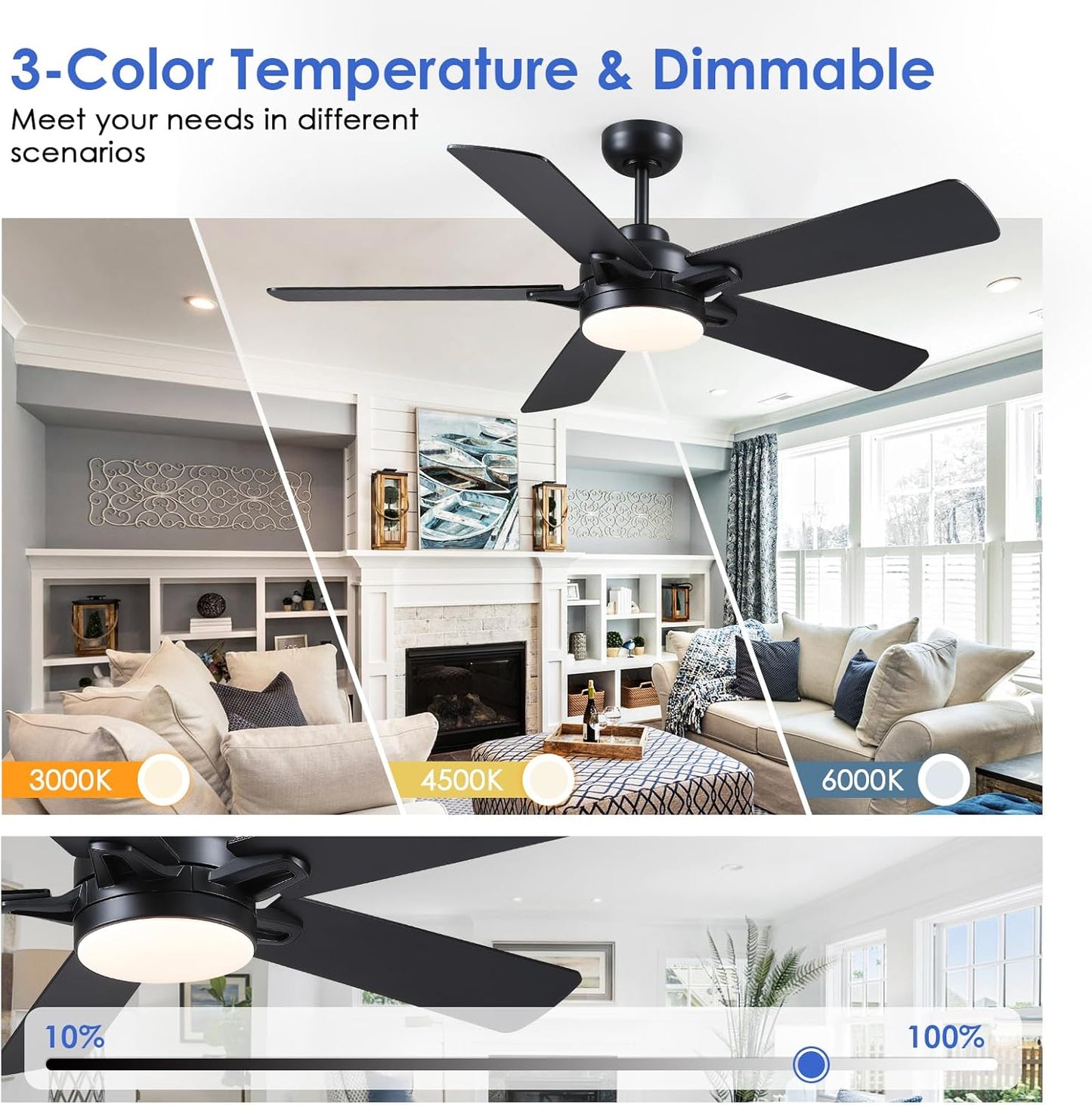 52" Indoor and Outdoor Ceiling Fan