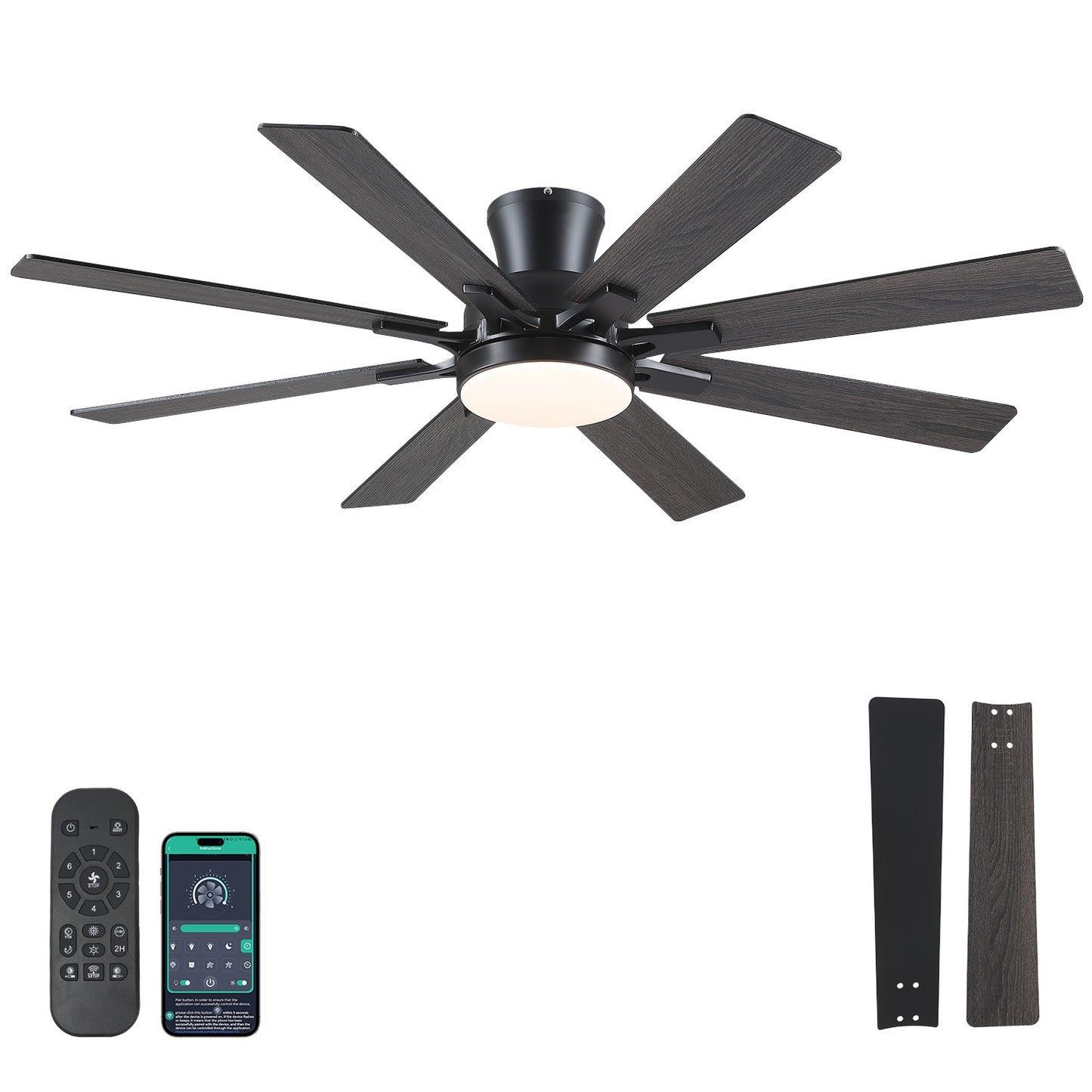 52 Inches Low Profile Ceiling Fan