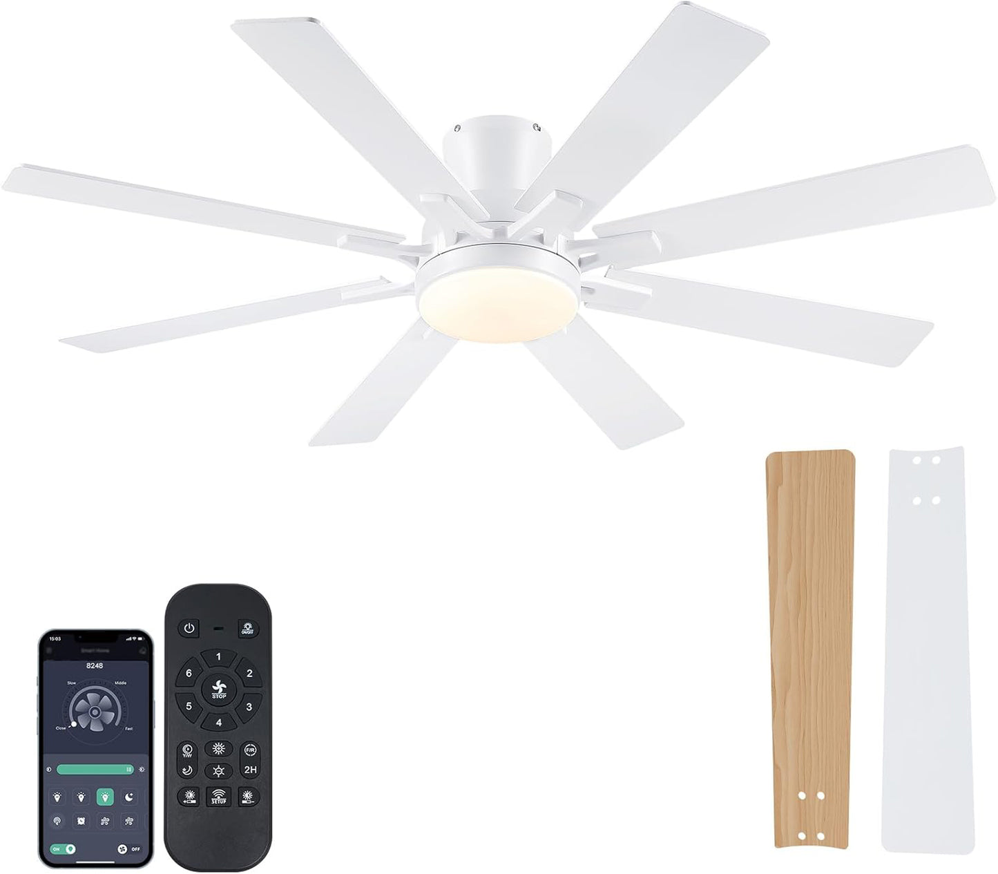52 Inches Low Profile Ceiling Fan