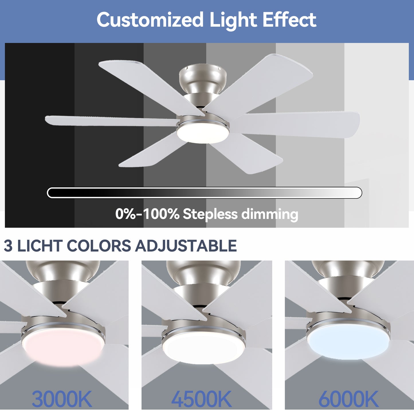 46 Inch Downrod Ceiling Fan with 5 Blades