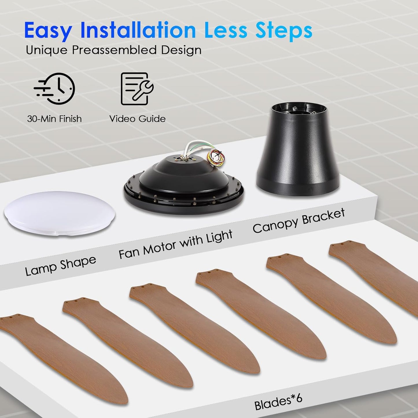 51 Inches Brown Ceiling Fan