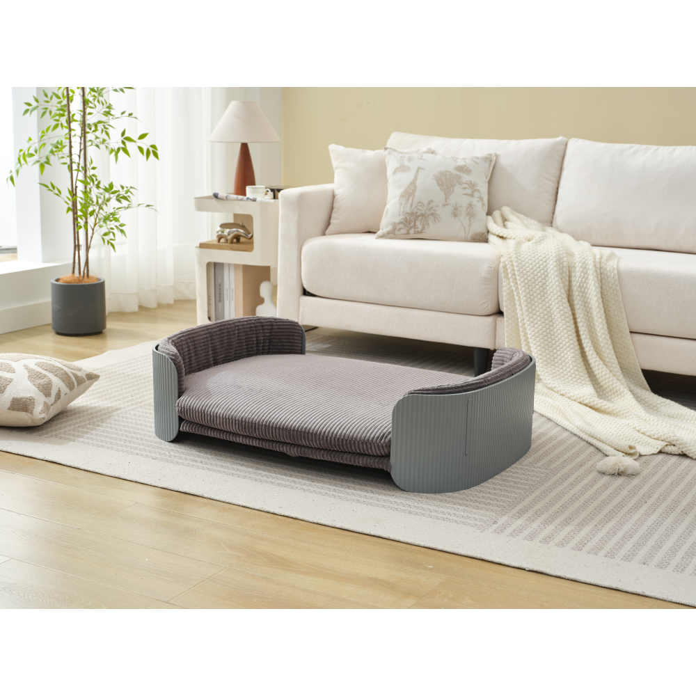Bellura Pet - Scandinavian Style Grey Cat Couch Bed with Removable Mattress Cover for Large Animals, Indoor Cat Sofa in Elegant Design