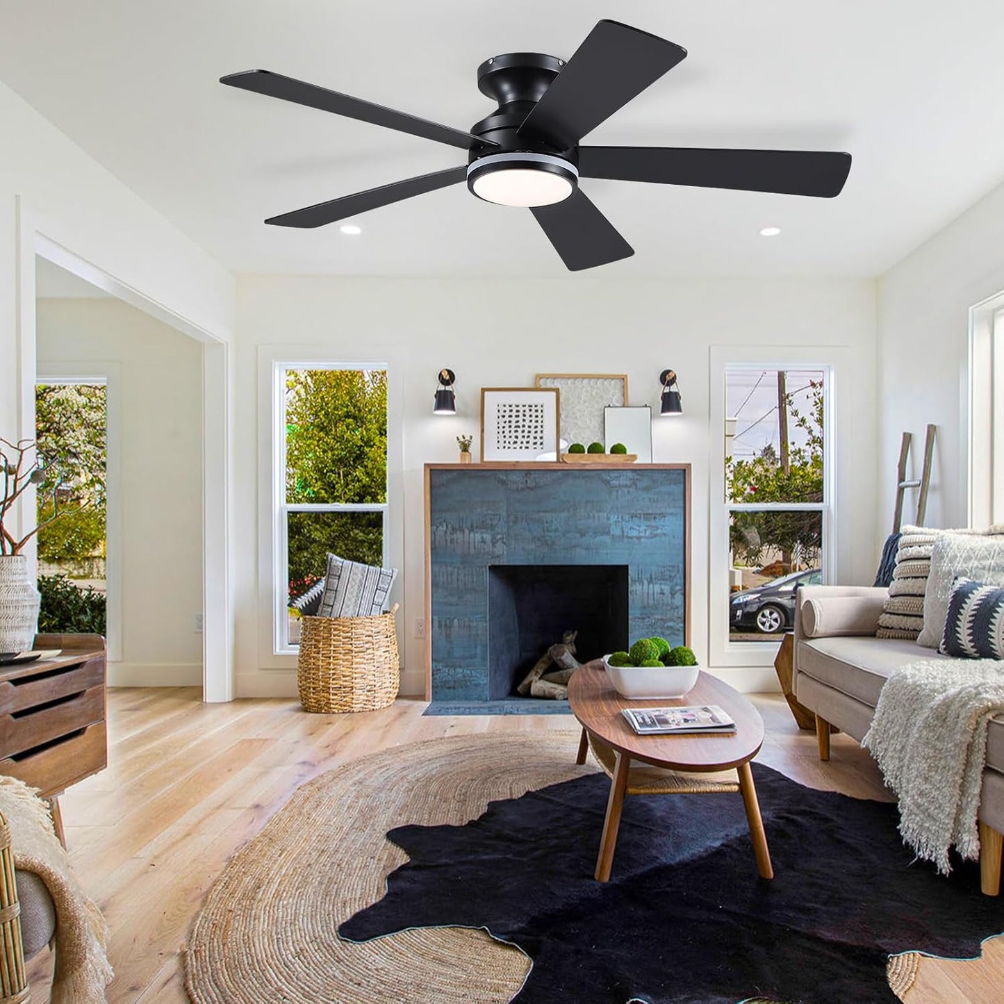 46 Inch Black RGB Ceiling Fan