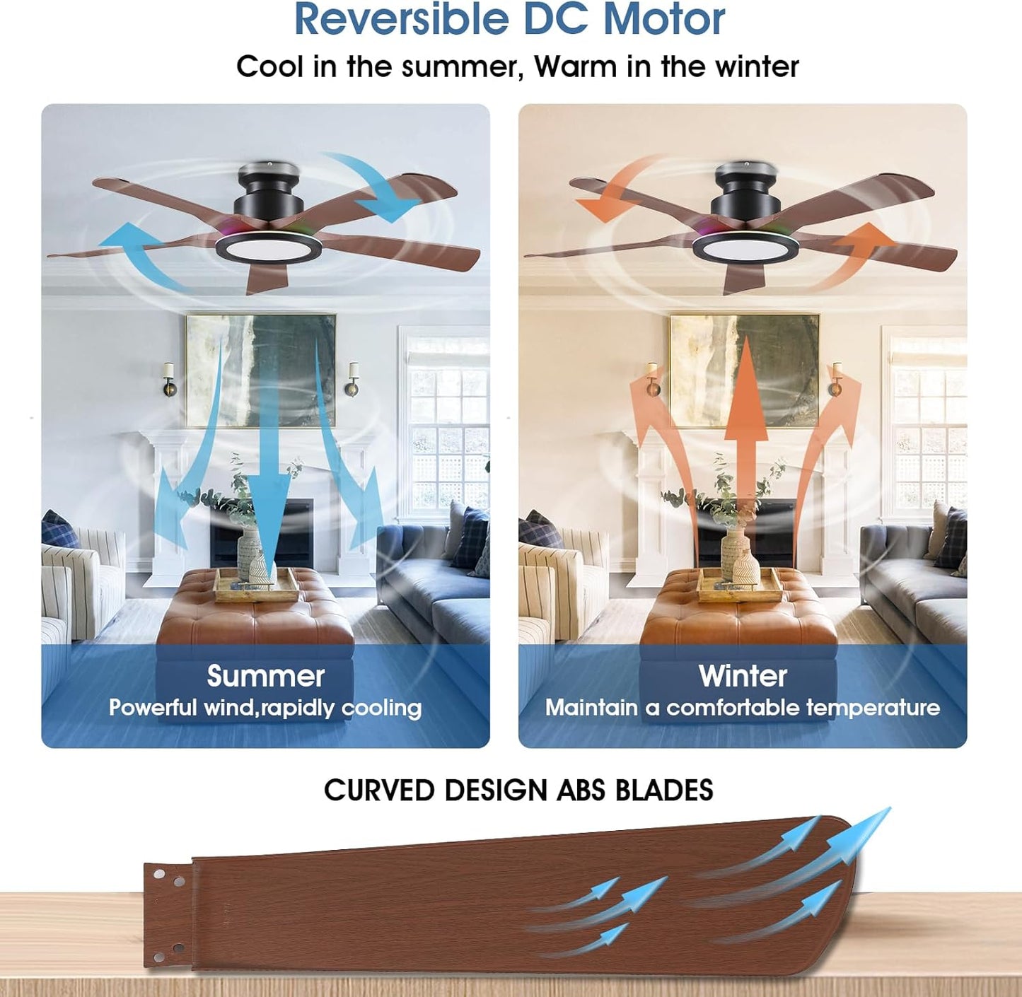 52 Inches Low Profile Ceiling Fan