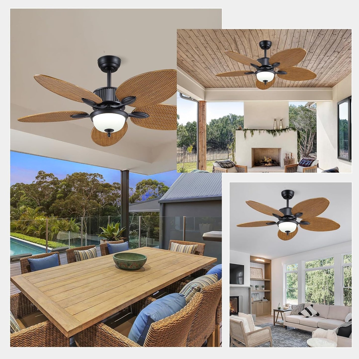 52 Inches Brown Tropical Ceiling Fan