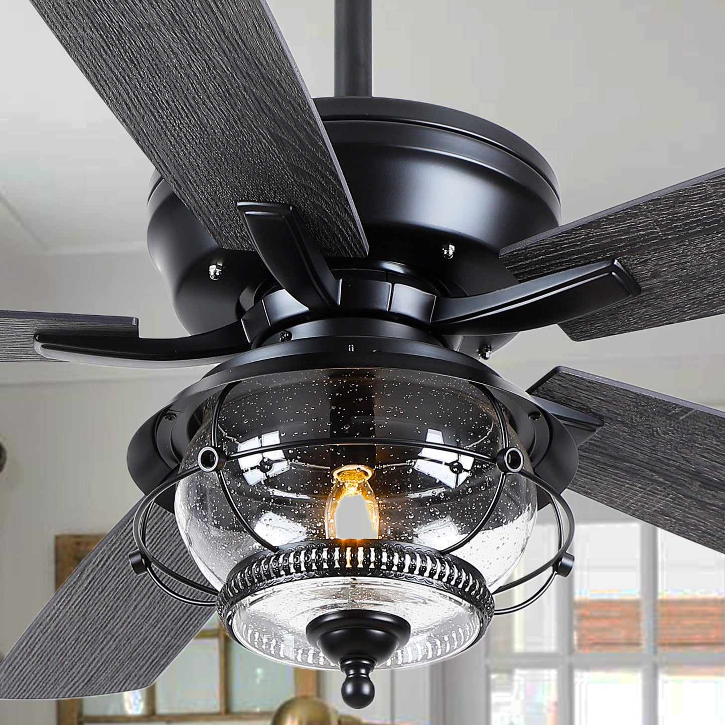 52" Outdoor Ceiling Fans with Light and Remote, Waterproof Wet Rated Ceiling Fan, 6 Speeds Reversible Blades for Kitchen,Dining Room,Outside Patios