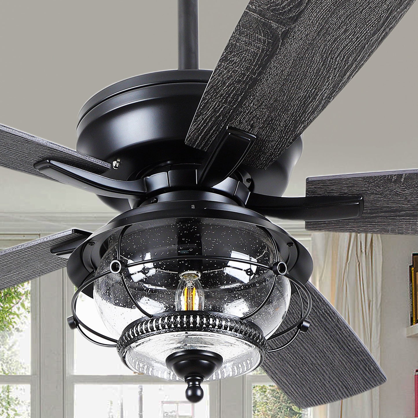 52" Outdoor Ceiling Fans with Light and Remote, Waterproof Wet Rated Ceiling Fan, 6 Speeds Reversible Blades for Kitchen,Dining Room,Outside Patios