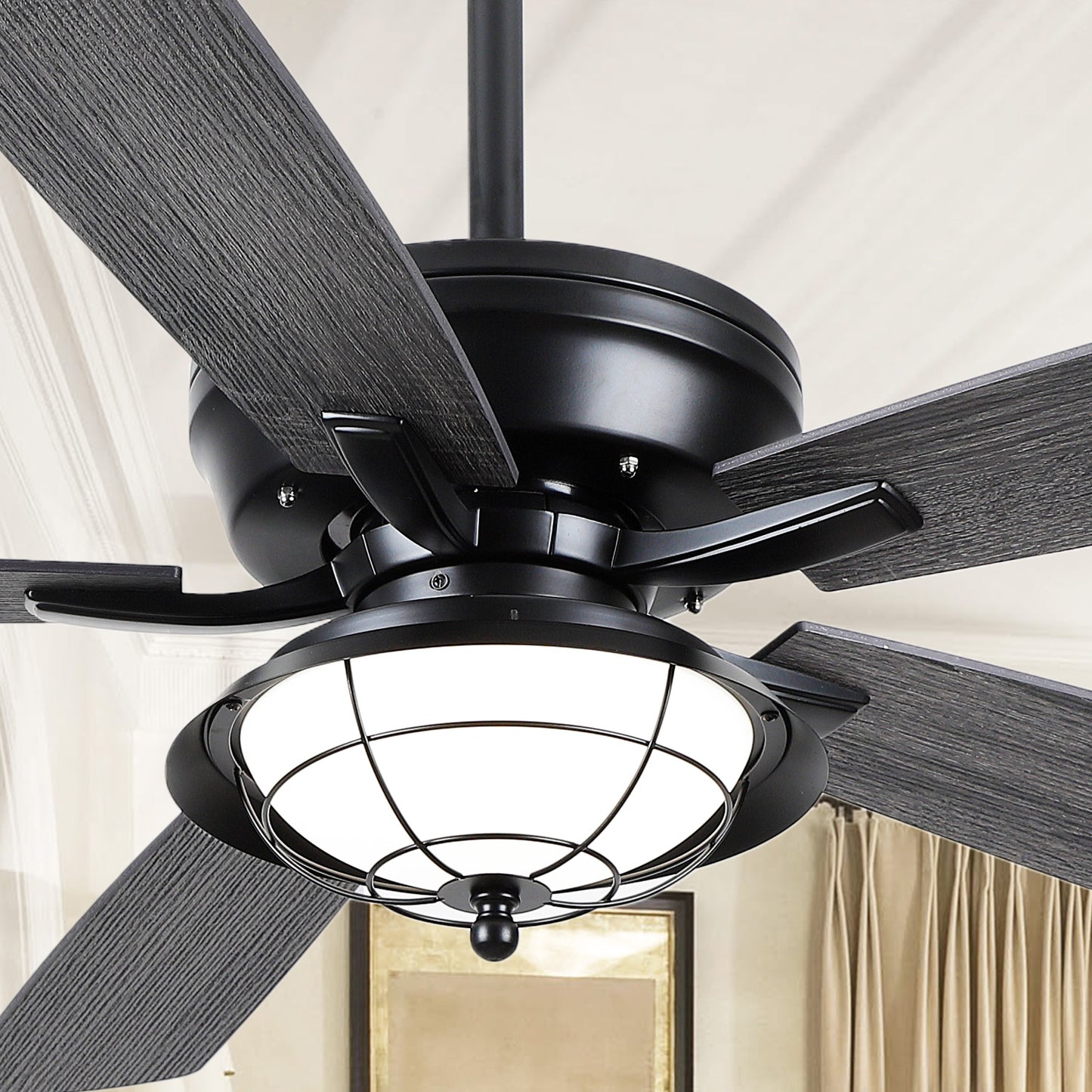 52 Inches Downrod Ceiling Fan with Light,3CCT LED Light,Reversible DC Motor,2 Downrod Inside