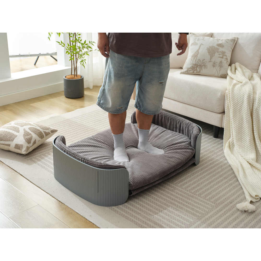 Bellura Pet - Scandinavian Style Grey Cat Couch Bed with Removable Mattress Cover for Large Animals, Indoor Cat Sofa in Elegant Design