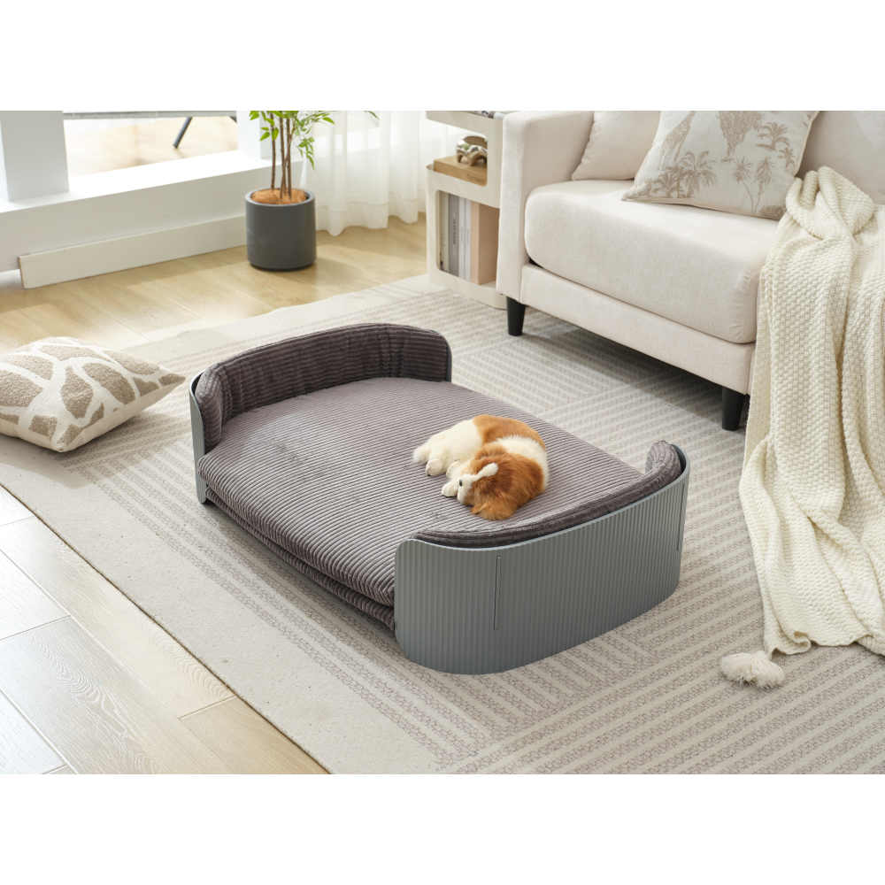 Bellura Pet - Scandinavian Style Grey Cat Couch Bed with Removable Mattress Cover for Large Animals, Indoor Cat Sofa in Elegant Design