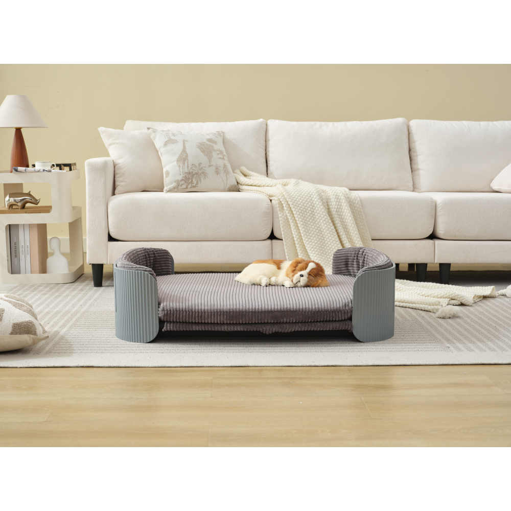 Bellura Pet - Scandinavian Style Grey Cat Couch Bed with Removable Mattress Cover for Large Animals, Indoor Cat Sofa in Elegant Design