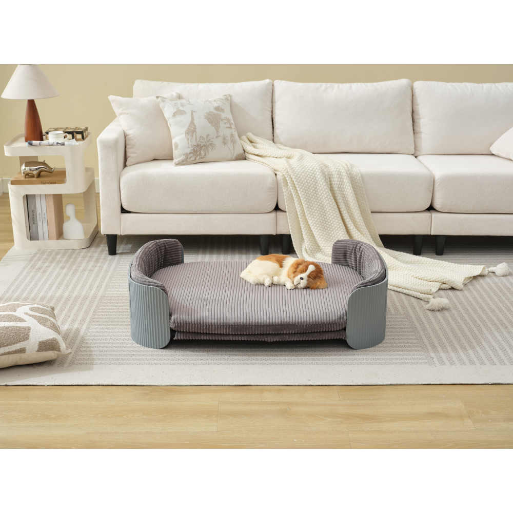 Bellura Pet - Scandinavian Style Grey Cat Couch Bed with Removable Mattress Cover for Large Animals, Indoor Cat Sofa in Elegant Design