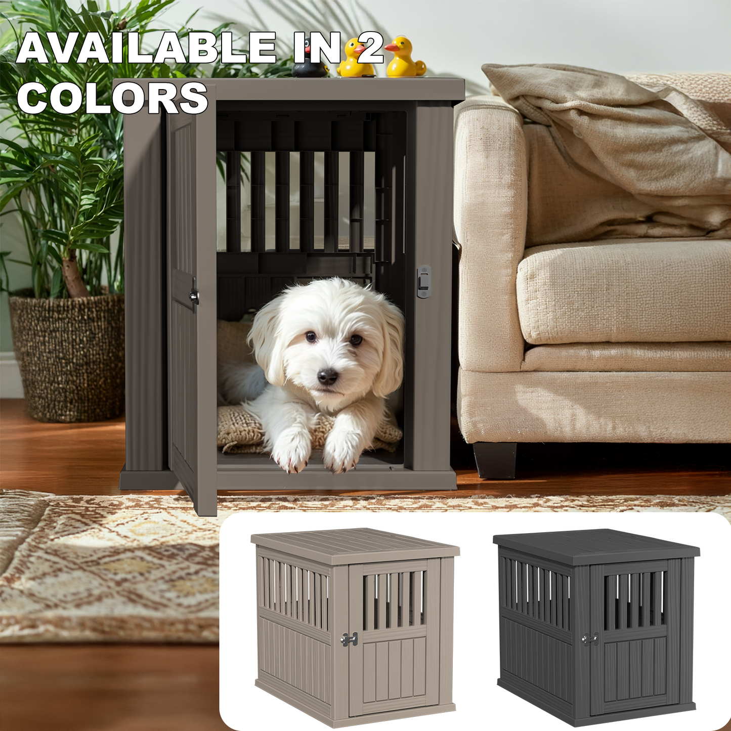 Bellura Pet - Extra Large Brown Resin Dog Cage for Ventilation and Comfortable Living Space - Perfect Choice for Large Breeds
