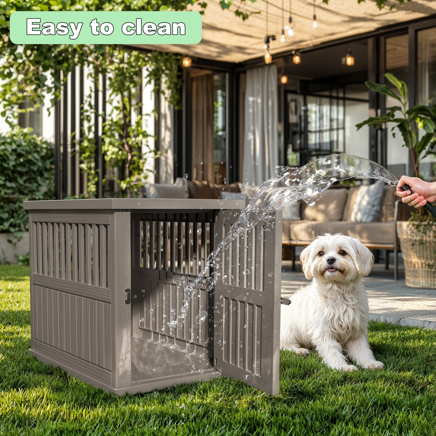 Bellura Pet - Extra Large Brown Resin Dog Cage for Ventilation and Comfortable Living Space - Perfect Choice for Large Breeds