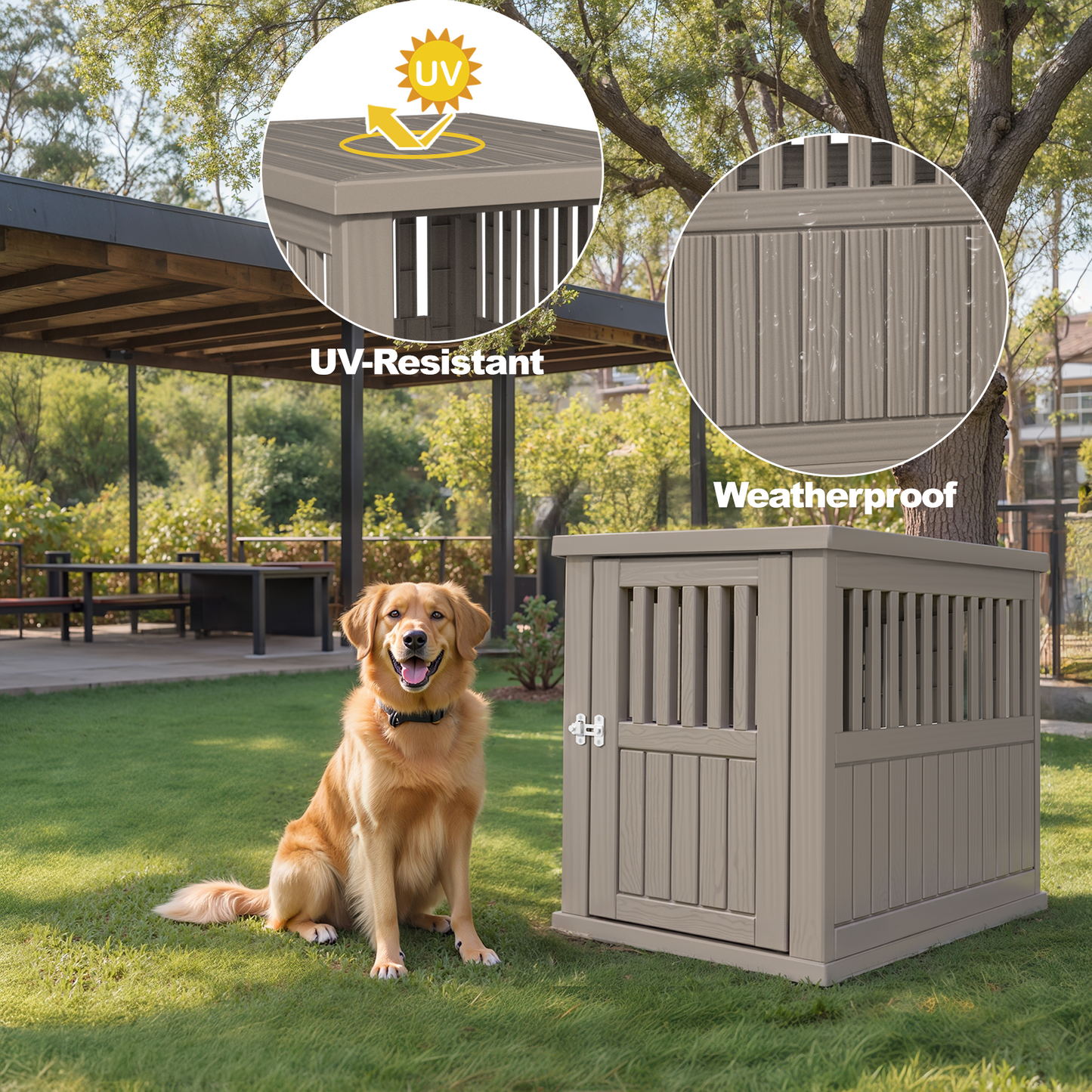 Bellura Pet - Extra Large Brown Resin Dog Cage for Ventilation and Comfortable Living Space - Perfect Choice for Large Breeds