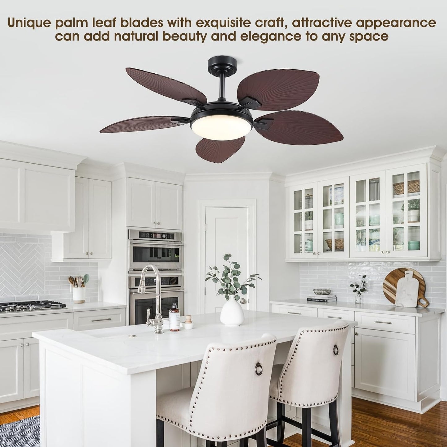 52 and 62 inch palm leaf ceiling fan