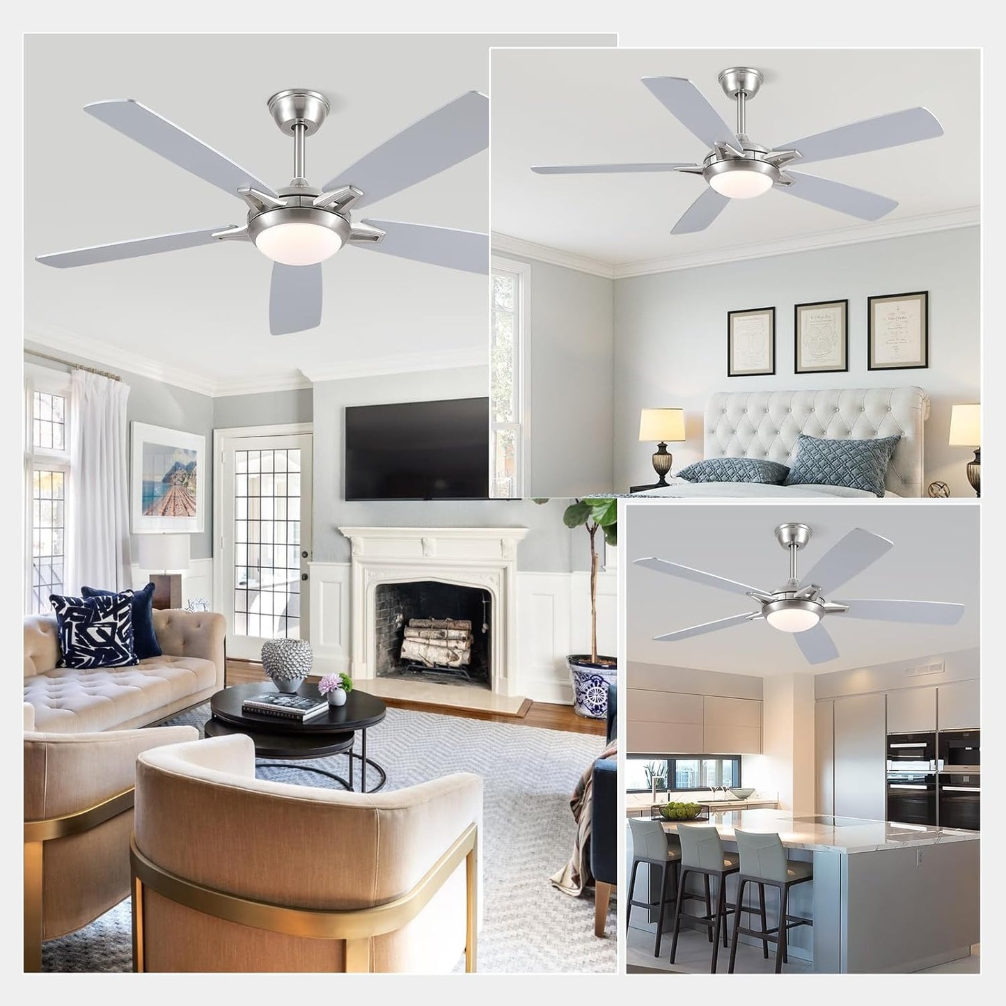 52 Inch nickle Ceiling Fan with Light
