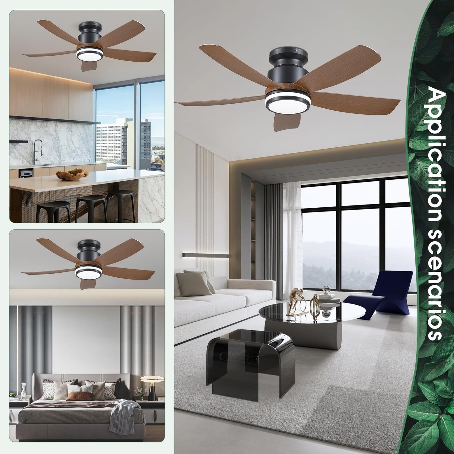 41 Inches Brown Ceiling Fan with 5 ABS Blades