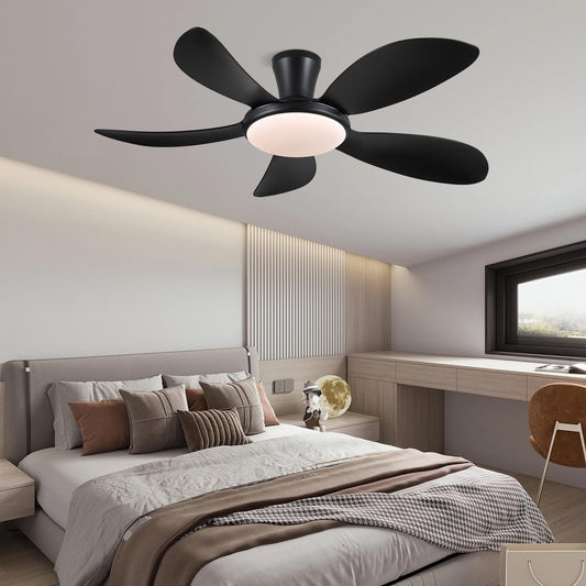 48 Inch Modern LED Ceiling Fans with Quiet Reversible DC Motor, Dimmable 3 Colors 6 Speeds