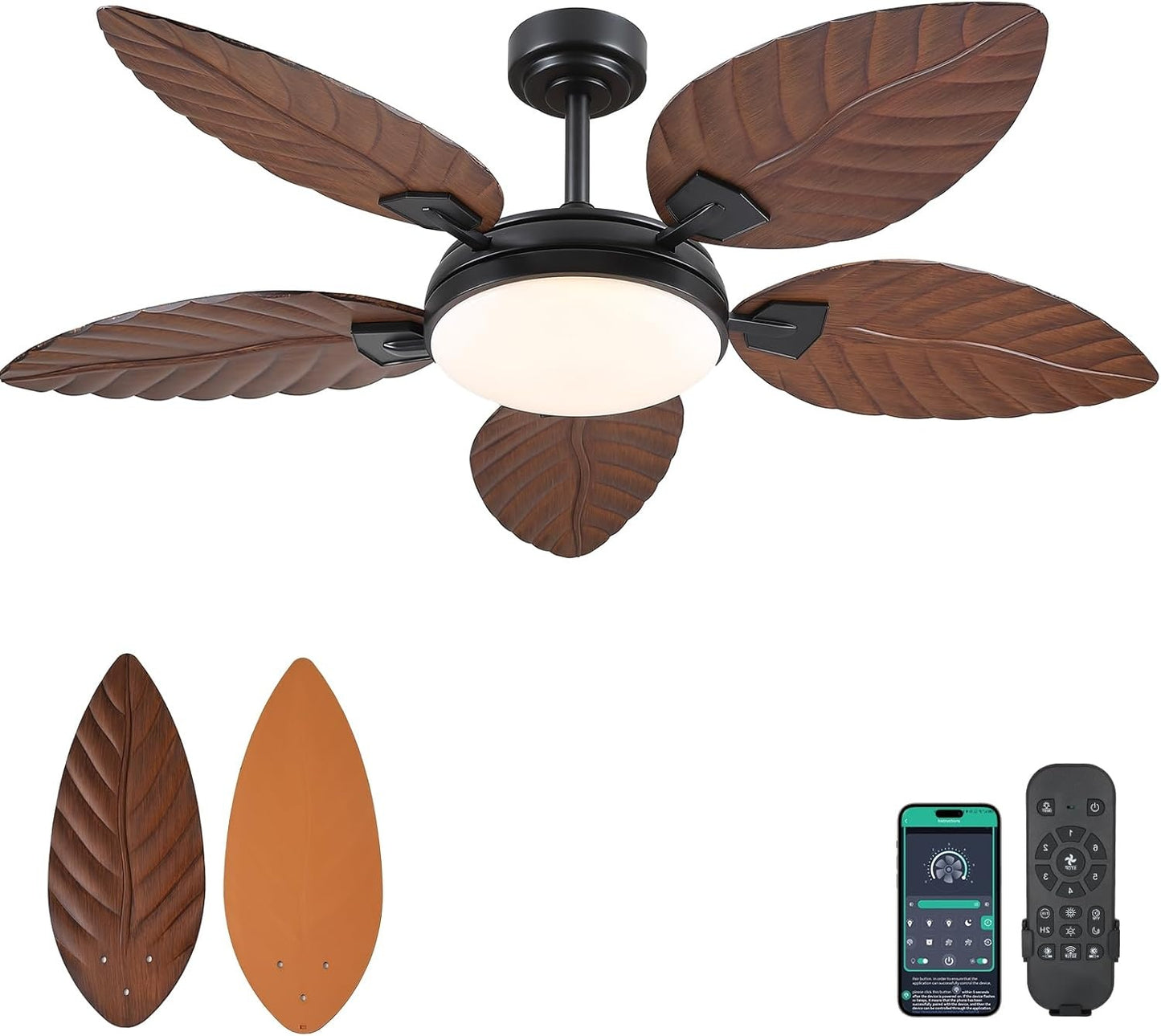 52 Inch palm Leaf Ceiling Fan