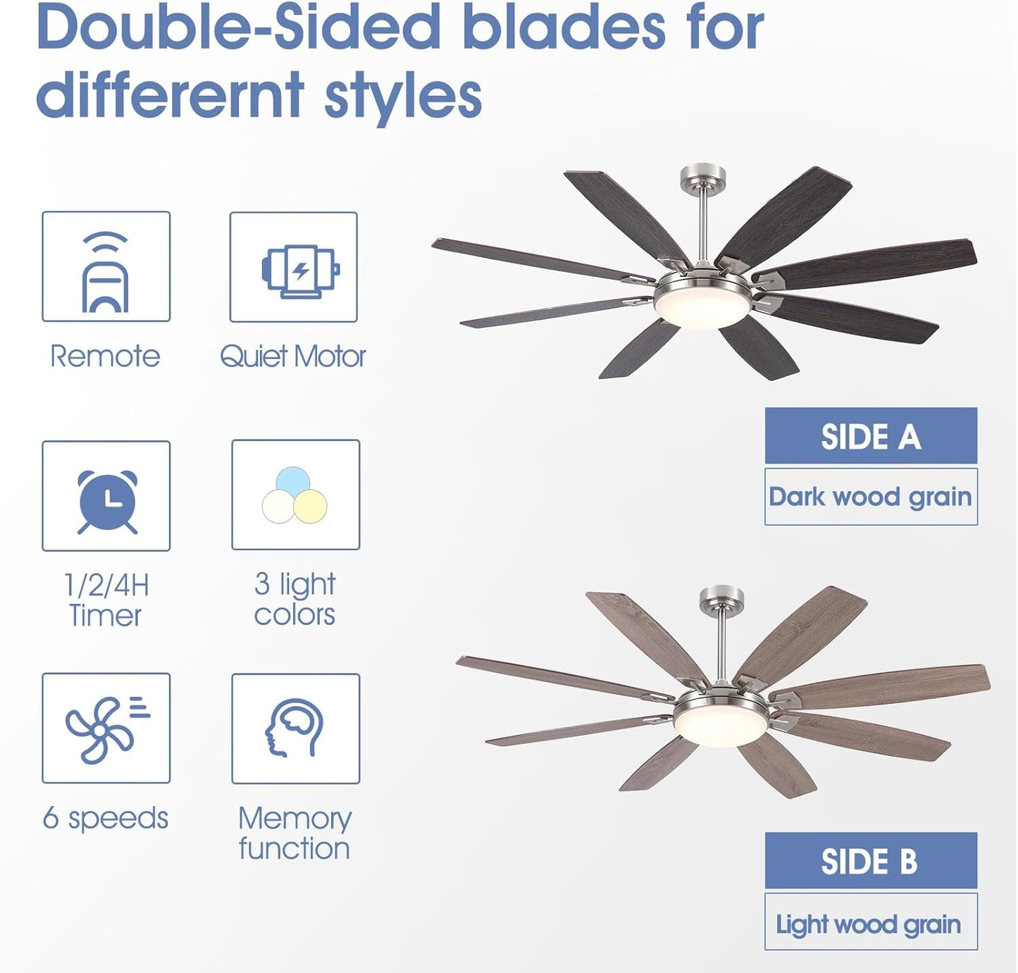66 Inches Ceiling Fan with Light
