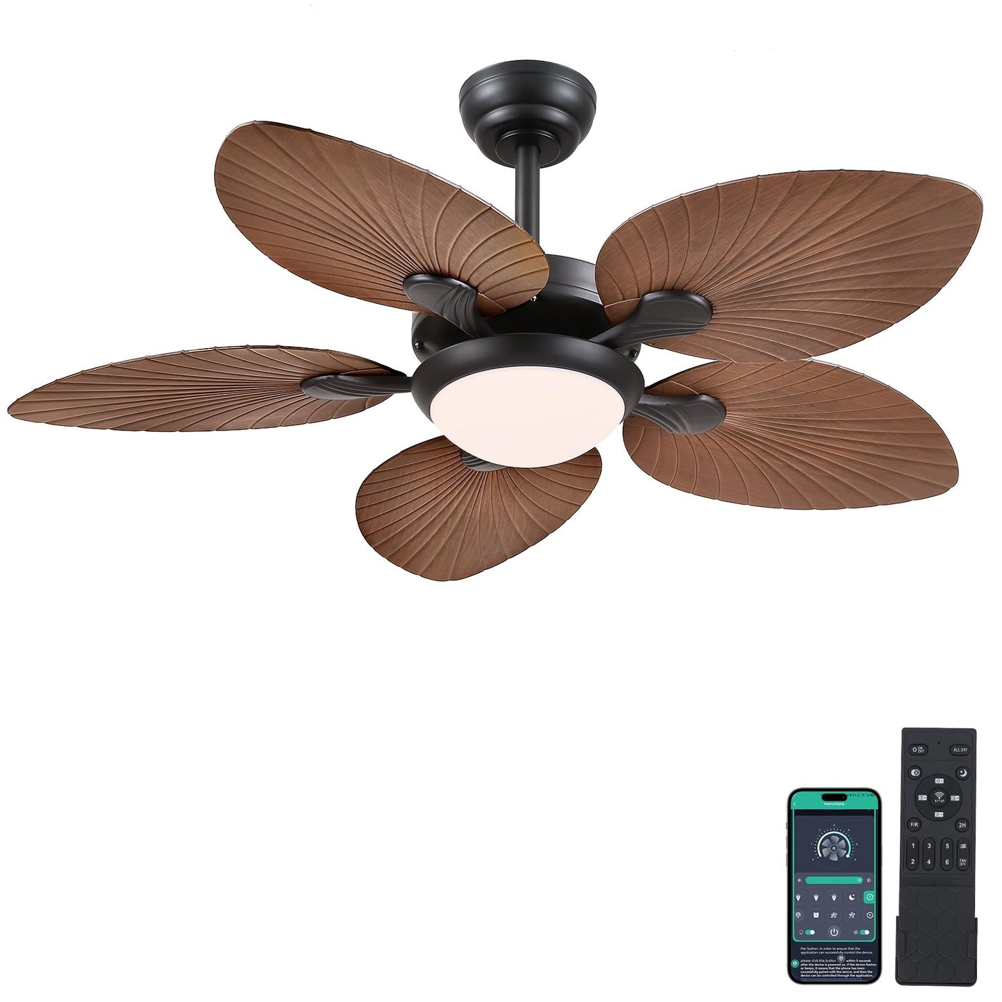 44 Inch Palm Ceiling Fan with Light