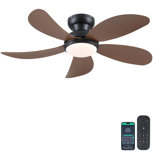 42 Inch Low Profile Ceiling Fan with Brown Blades