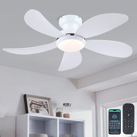 42 Inch White Ceiling Fan with 5 ABS Blades