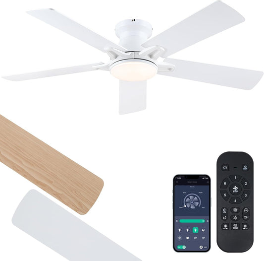 52 inch white flush mount ceiling fan with light